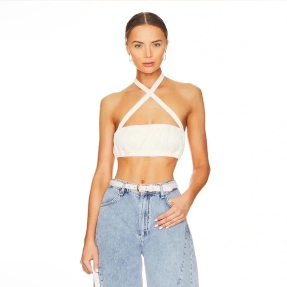 WeWoreWhat Tops - 🍀 WEWOREWHAT NWT REVOLVE HALTER BRA TOP IVORY IN XL